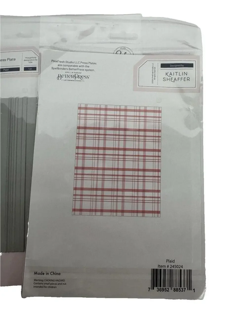 (RB) Pinkfresh Studio Plaid BetterPress Press Plate Lot of 6+ Large Metal Die
